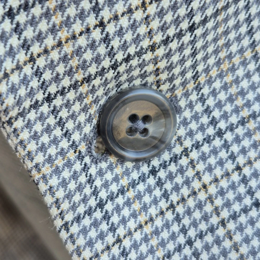MICHAEL KORS Beige Grey Tan Plaid Wool Silk‎ Mens Sz 44 L Sport Coat Blazer